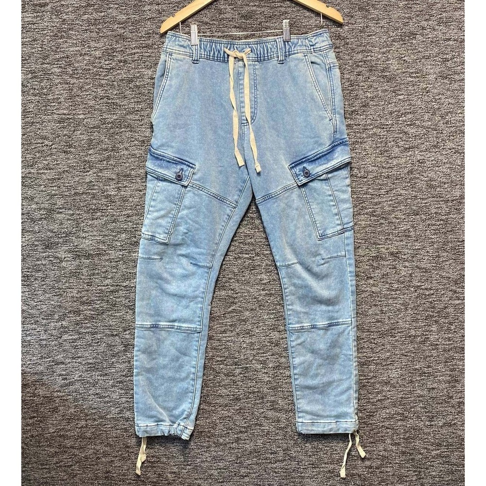 Cotton On Urban Jogger Military Cargo Denim Pants Mens Small Light Wash